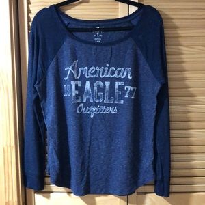 Lg Long sleeve American Eagle Shirt- Blue